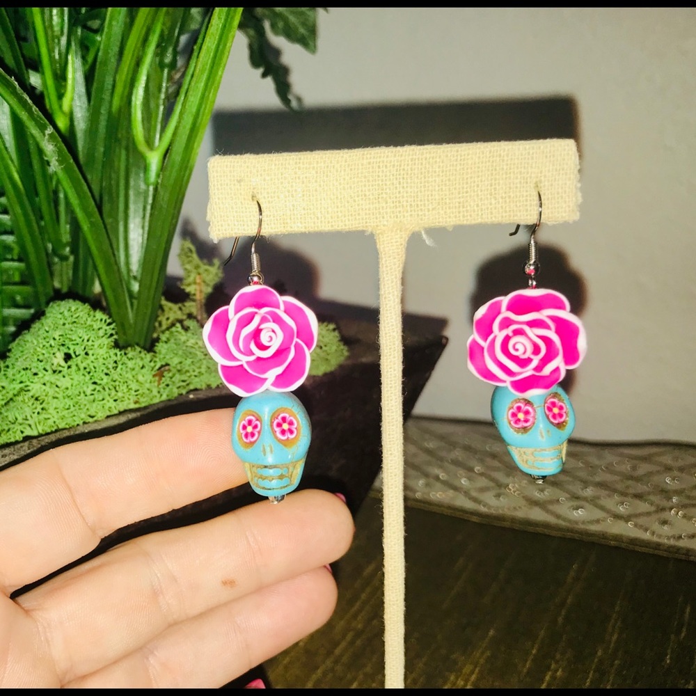 Handmade sugar skull earrings